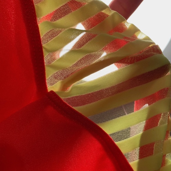 Wangjiang Orange Yellow Mesh Swimsuit  36-38 Waist - Picture 5 of 5